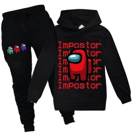 Play Among Us Barnkläder för Barn - Hoodie och Byxor - Impostor Outfit Black 3-4 Years