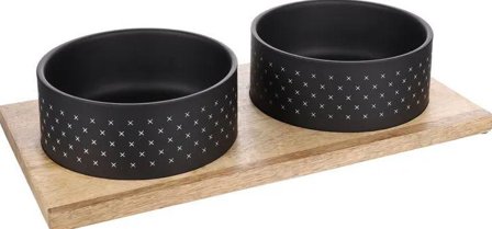 Duo Mat- og Vannskål med Brett, Svart - 840ml