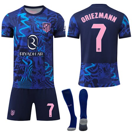 24-25 Club Atlético de Madrid Udebanetrøje NR. 7 Griezmann Trøjer Børn Voksen Fodboldudstyr med Sokker
