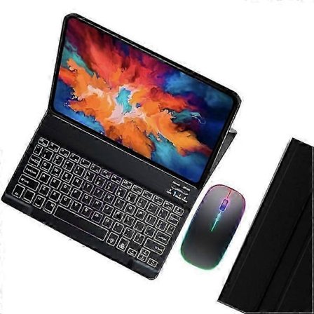 Kompatibel för Lenovo Tab P11 TB-J606F / L Bakgrundsbelyst 2 i 1 Bluetooth Tangentbord Tablet Fodral Ställ med Mus