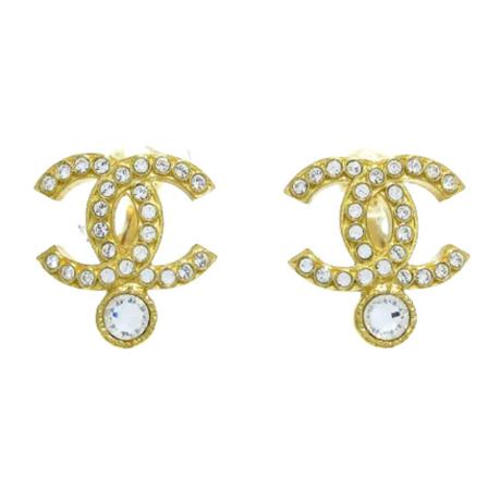 Chanel Vintage, Pre-owned Metal earrings Geel, Dames, Maat:ONE Size,Rhinestones