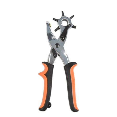 Læderhul, Hul Tang, Hulværktøj, Hulmaskine, med 6 Udskiftelige Hulstørrelser, til Bælter, Læder, DIY og Håndværksprojekter