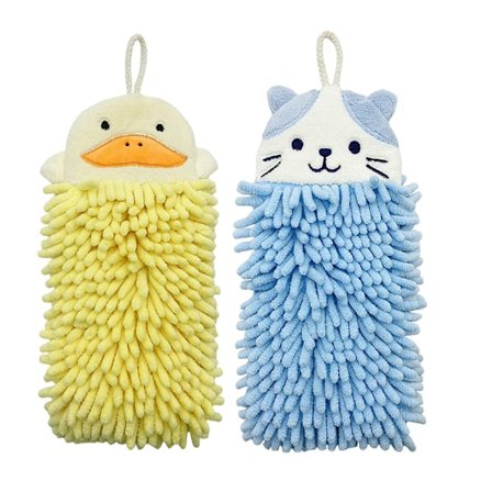 (2 stykker) Søt dyrehengende håndkle, myk og fluffy mikrofiber
