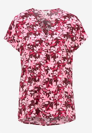 Cellbes of Sweden - V-udskåret, vævet tunika i vinrød / mønstret til damer i størrelse 46/48