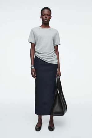 COS Women's T-Shirt Girocollo In Lino in Turchese