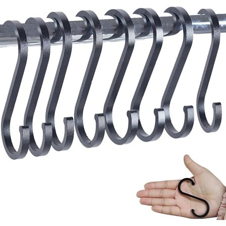 10 Stykker Flate S-Kroker Hengende Kraftige Kjøkkenkroker, S-Krok, Multifunksjonskroker for Kjøkken eller Klær Planter Hageverktøy, Aluminium