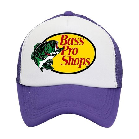 [LCS] Bass Pro Shop Udendørs Kasket Truckerkasket Mesh - Herre og Dame One Size Fits All Snapback-lukning - Skygge til Jagt & Fiskeri - Skygge Lilla