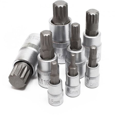 Multi-tann socketsett 8 deler M4-M16 socketnøkkel verktøysett