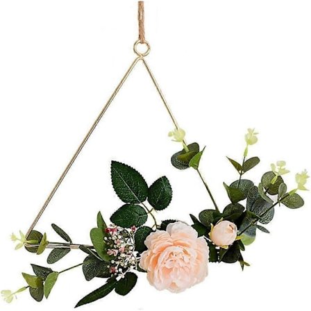 Blomstrete Gullkransbuer, Metallsirkel Med Blomsterkrans 20 cm / 7,9 tommer, Geometrisk Ramme, DIY