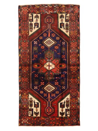 Hamadan Rug 99X198 Black/Dark Red Wool, Persia