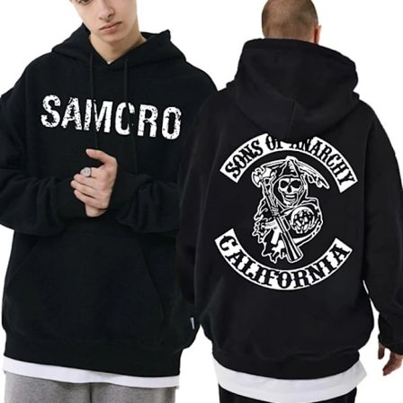 Sons Of Anarchy Samcro Hoodie Dubbelsidig Tryckt Hoodie Tröja Svart Black XL