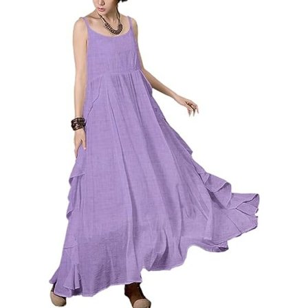 IC 2023 Sommarklänning för kvinnor - Enkelt, avslappnat, bohemiskt, spaghettiband, maxiklänning, M01
