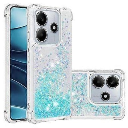 Til Xiaomi Redmi Note 14 4G TPU Cover Glitter Flydesand Stødsikkert Telefon Bagcover (Blå/ Pentagram)