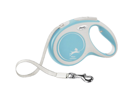 Flexi - Rullebånd New Comfort Tape, 5m, M, maks 25kg, Lyseblå - Hund - Halsbånd - ZOO.no