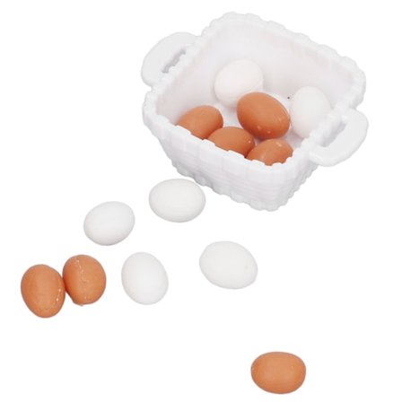 Dukkehus eggmodell 1:12 skala plast dukkehus mat eggmodell med kurv for barn