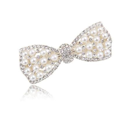 Sølv Koreansk Stil Krystal Rhinestone Hårspænder Sommerfugl Perler Hårklemmer Pins til Kvinder Piger (1stk)