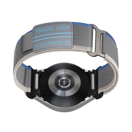 Vævet nylon urrem til Samsung Watch 4/5/6/7/FE Blue + Grey S