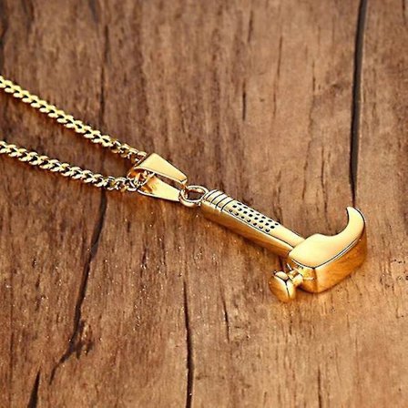Rustfrit stål guld hammer vedhæng halskæde mænd s reparatør smykker gave halskæder smykker til mænd kvinder