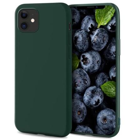 Moozy livsstil. Fodral för iPhone 12 Mini, Mörkgrön - Flytande silikonfodral med matt finish och mjukt mikrofiberfoder Mörkgrön