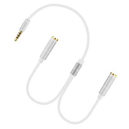 Lydsplitterkabel med inline-kontrol, dobbelt 3,5 mm jackstik, dobbelt hovedtelefonadapter til tilslutning af flere enheder