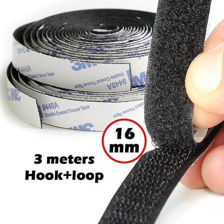 3m Tape 16mm Bredde Sterk Selvklebende Borrelås Tape Krok Og Løkke Tape Feste Klebrig Hjem DIY Verktøy 3 meter/rull
