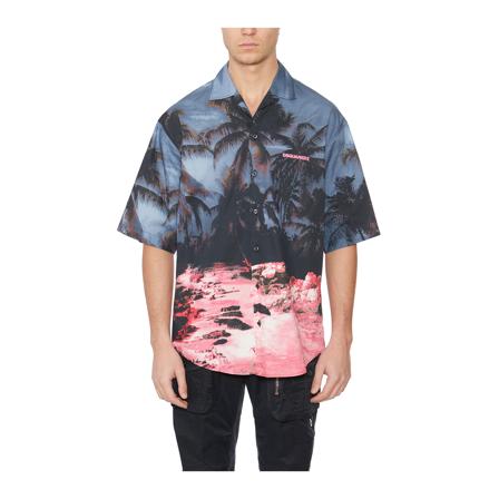 Dsquared2 Short Sleeve Shirts , Blauw , Heren , Maat: M