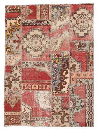 147X201 Tapis Patchwork Moderne Marron/Rouge Foncé (Laine, Turquie) Carpetvista