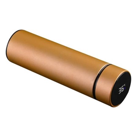 Isolert vannflaske i rustfritt stål 500 ml - Bærbar termokopp med silikonbunn, daglig bruk (gull)