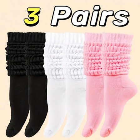 1/3 Par Jenters Lange Høst- og Vinterstrømper Strikkede Strømper{db}