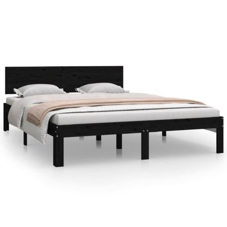 vidaXL Sängram svart massiv furu 140x200 cm Svart