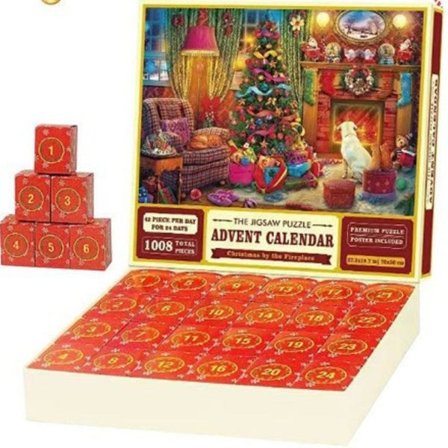 Puzzle Adventskalender 2025, 1008 Puslespillbrikker 29 Dager Jule Nedtelling Adventskalendere_Stil F
