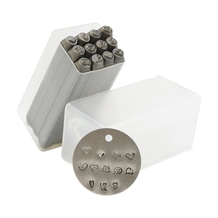 12 stk. Kærlighedshjerte-tema mønster metal stempling værktøj til prægning på læder
