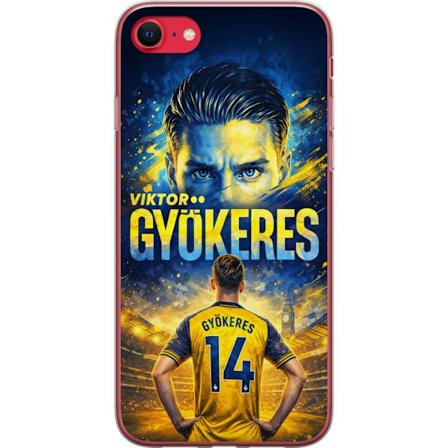 Yhteensopiva Puhelinkuori Apple Apple iPhone 7 Viktor Gyökeres jalkapallojuliste keltaisella ja sinisellä värimaailmalla, dramaattinen stadiontaust