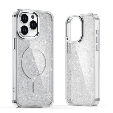 Glitter Case MagSafe hintaan iPhone 16 - valkoinen ja glitteri