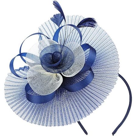 Marineblå - Paryk Dame Hibi Bryllup Fjer Hat med blomster og fjer Elegant hårbånd og hårklemmer til cocktail te-selskab aften ceremoni brude