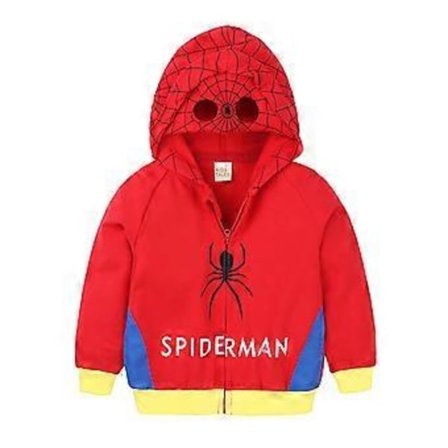 Barnjacka för pojkar med dragkedja, huva och tryck av Spiderman, Captain America, Batman och DC (3-4 år, Spiderman)