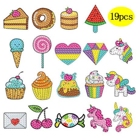 Diamantmaleri-sæt til børn, 19 stykker selvklæbende diamant P