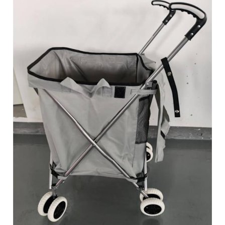 COSTWAY-90 L Taitettava ostoskori - 360° jarrutus ja ohjaus - Oxford Bag - Vedenpitävä - Teräsrunko - Kapasiteetti 54 kg - Harmaa