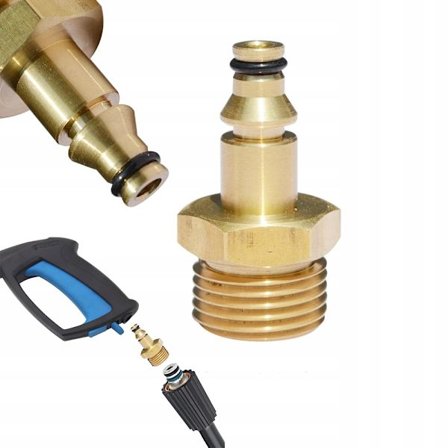 Adapter M22 til Hurtigkobling for Hogtrykkslange – Messing | 14 Mm | Kompatibel med Nilfisk, Stihl