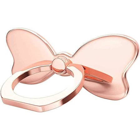 Metallfjärilsringhållare för mobiltelefon, Finger Ring Stabilitet Hållare Bakstativ Bilfäste Haken Kickstand Kompatibel med Alla Smartphone Söt 