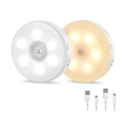 Led natlys Usb genopladeligt lys 4 tilstande Kold Auto/Varm Auto/Tænd/Slukket Skabslys med Magnetisk til køkkentrapper Soveværelse Hvid