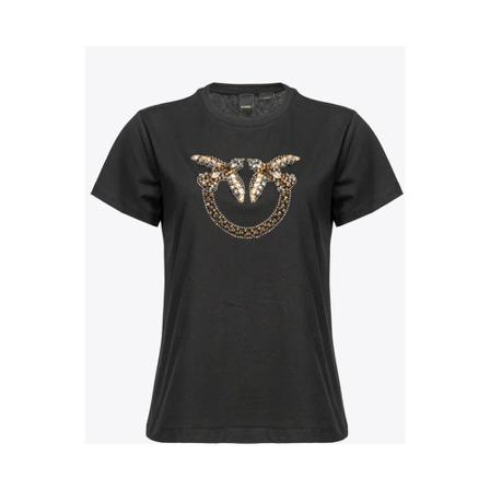 Pinko, T-Shirts Zwart, Dames, Maat:M