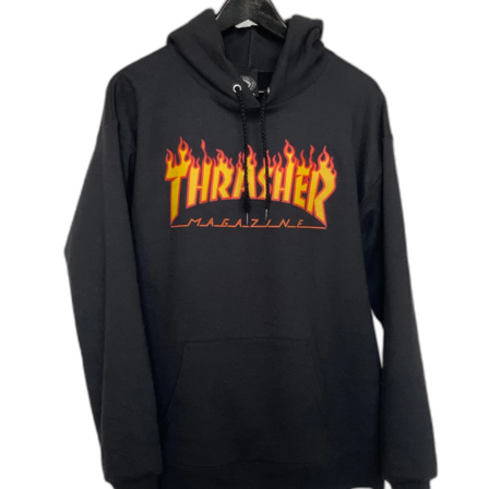 Svart Thrasher hoodie med flames