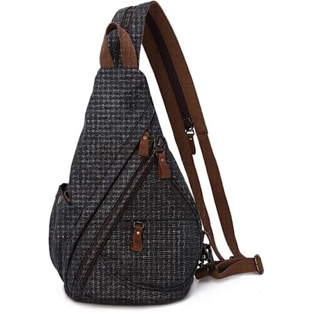 Canvas Sling Bag - Liten Crossbody ryggsäck Shoulder Casual Daypack ryggsäck för män kvinnor