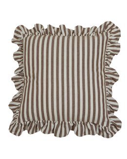 Kuddfodral Svea randigt med volang 1-pack Cognac - Fondaco