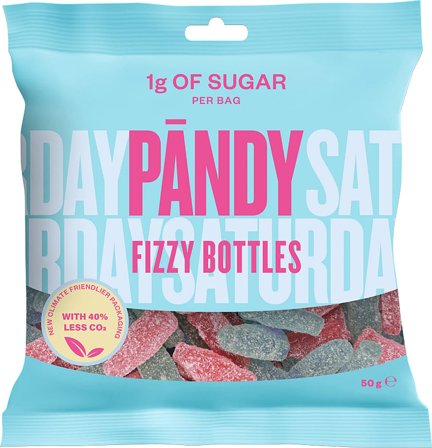 Pandy Fizzy Bottles Sukkerfri 50 g, Helse & Madvarer, Snacks, Lakrids & Vingummi