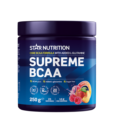 Star Nutrition Supreme BCAA Pulver 250 g, Rasberry Peach - Bodyman.dk