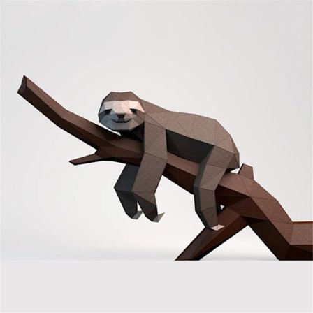 Slothfigur på träd 3D Pappersdjurskulptur Present Origami