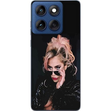 Kompatibelt Mobildeksel til Motorola Edge 60 Lady Gaga portrett med solbriller og dramatisk sminke i mørk glamorøs stil