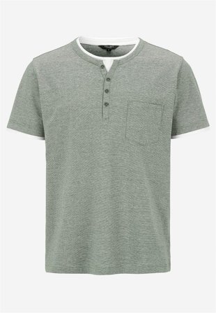 Cellbes of Sweden - T-shirt med knappslå - grön / vit - för herrar - 8XL